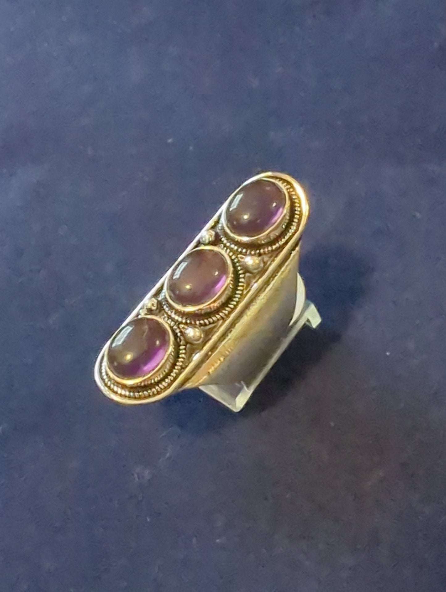 Triple Amethyst Silver ring sz 8