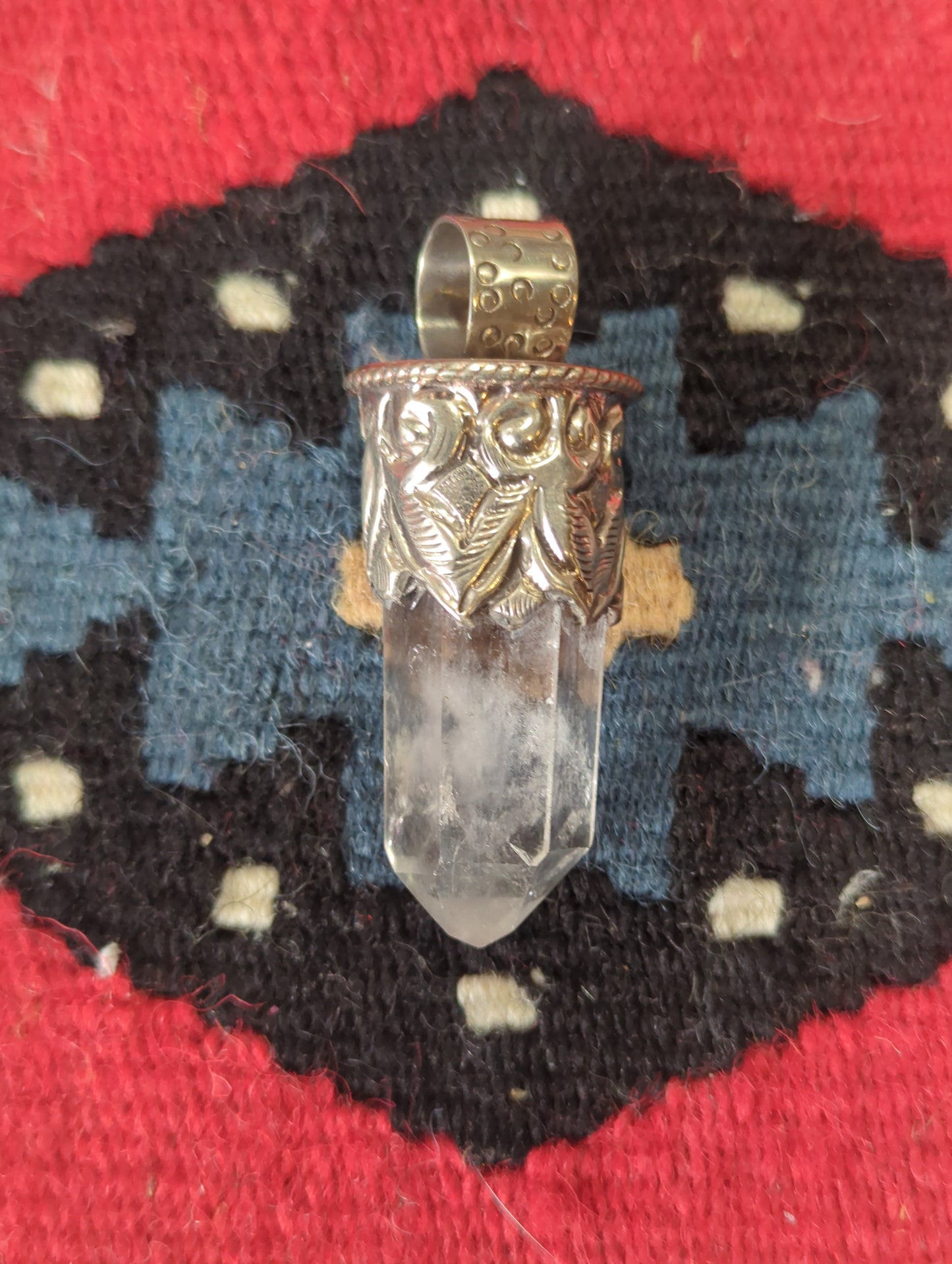 Quartz Point In Silver Pendant