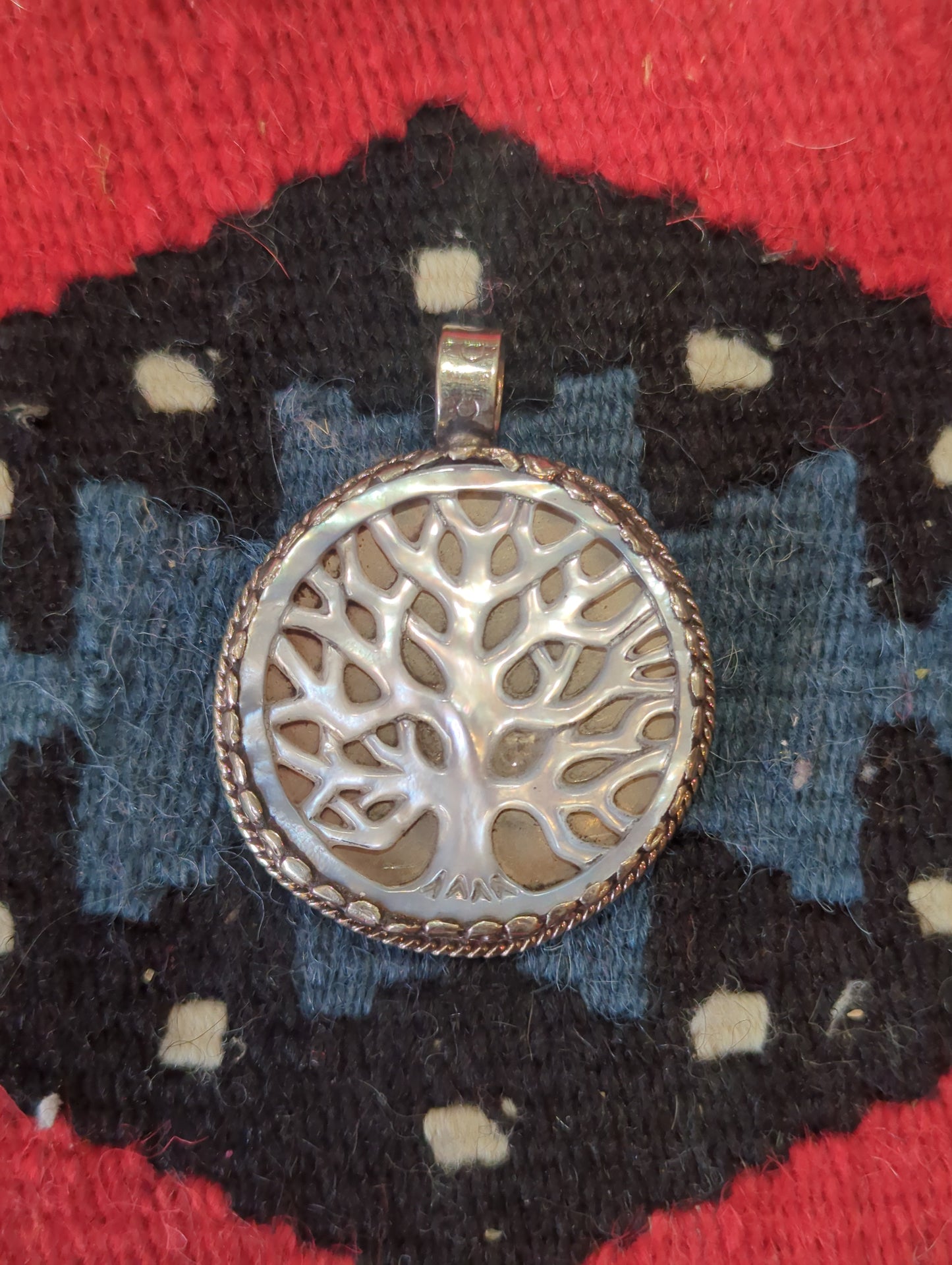 Carved Mother of Pearl Family Tree Pendant