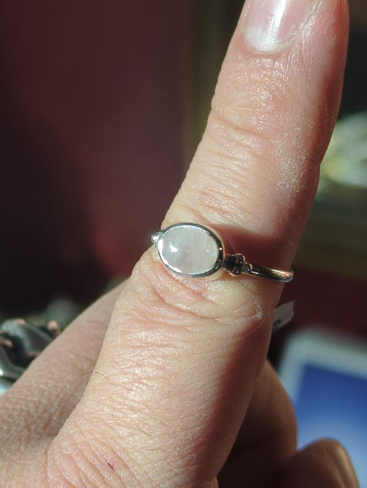 Rose Quartz Silver Ring sz 8