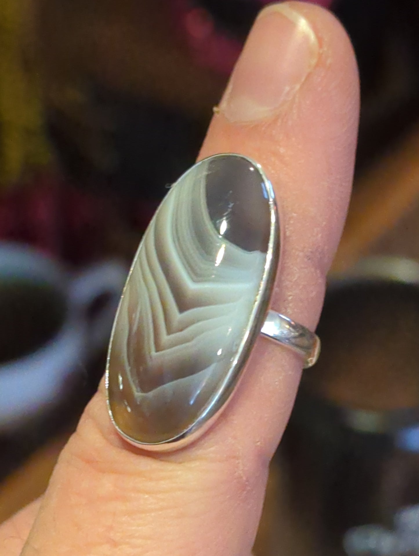 Botswana Agate Silver Ring sz 6