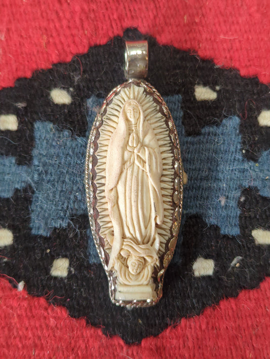 Virgin Mary in Silver Pendant