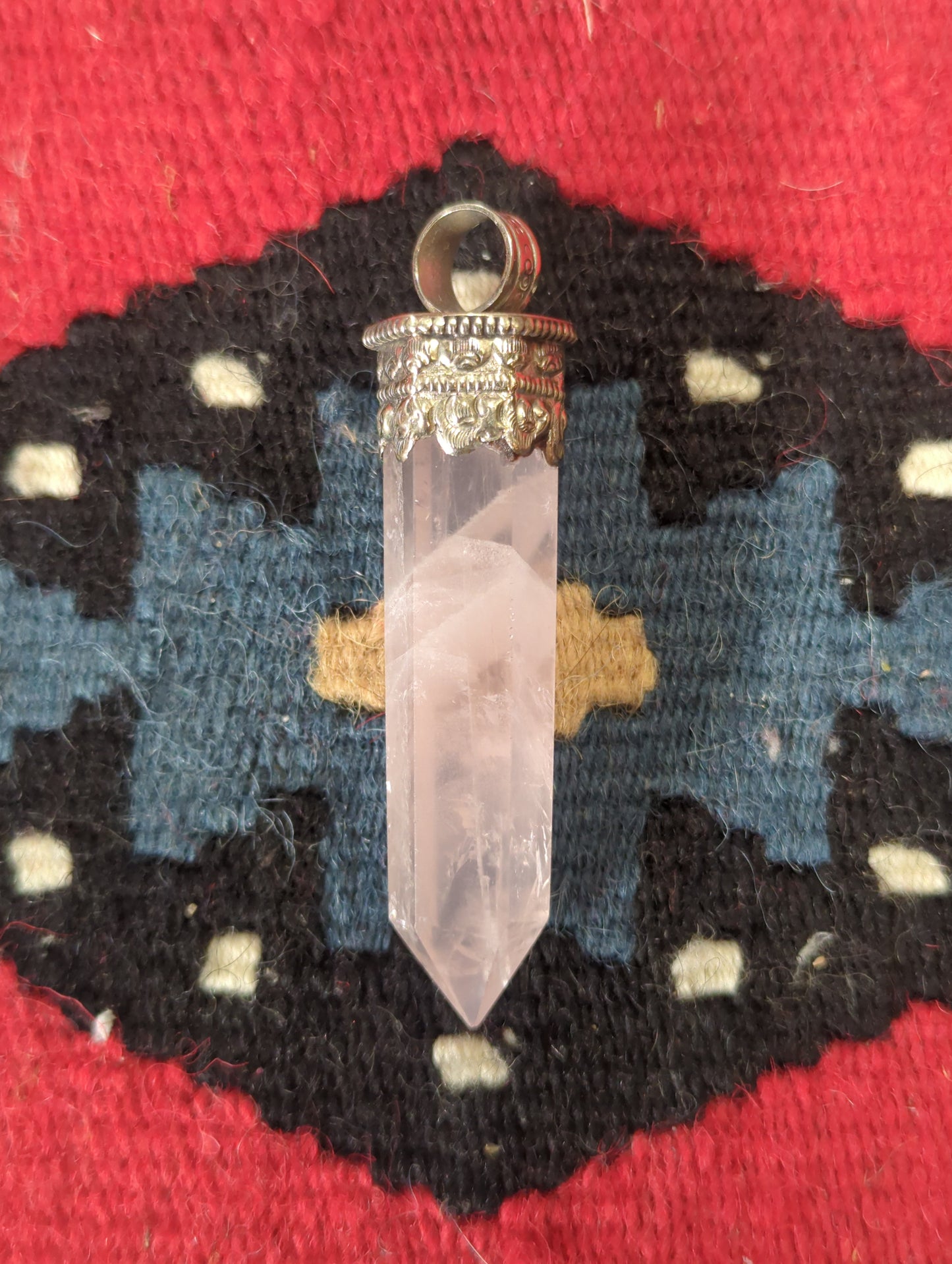 Rose Quartz Point in Silver Pendant