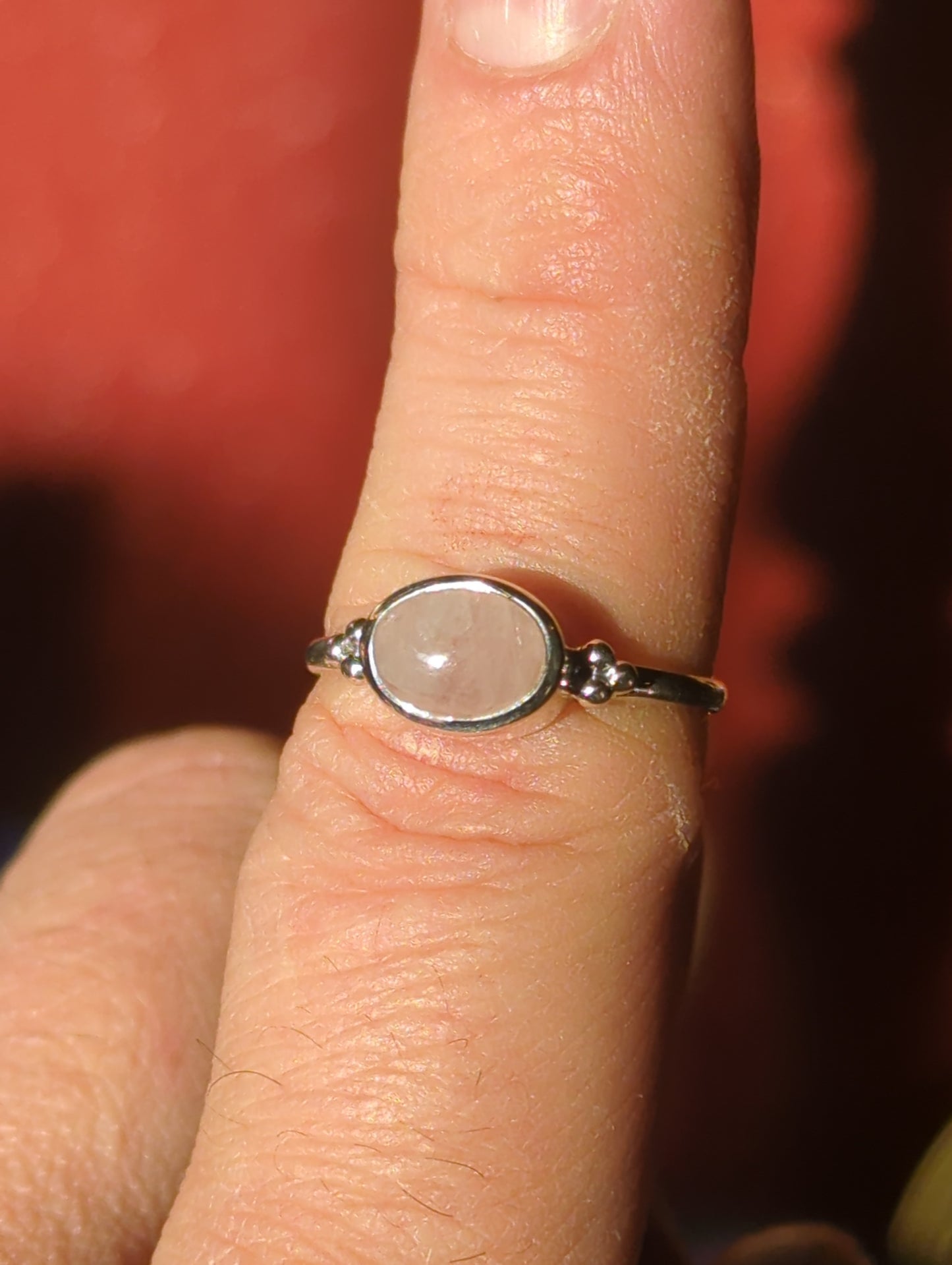 Rose Quartz Silver Ring sz 8